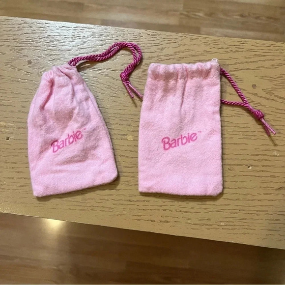 Barbie 1990's Accessories Pink Drawstring Bags Pouches Lot Of 2 - Picture 1 of 6